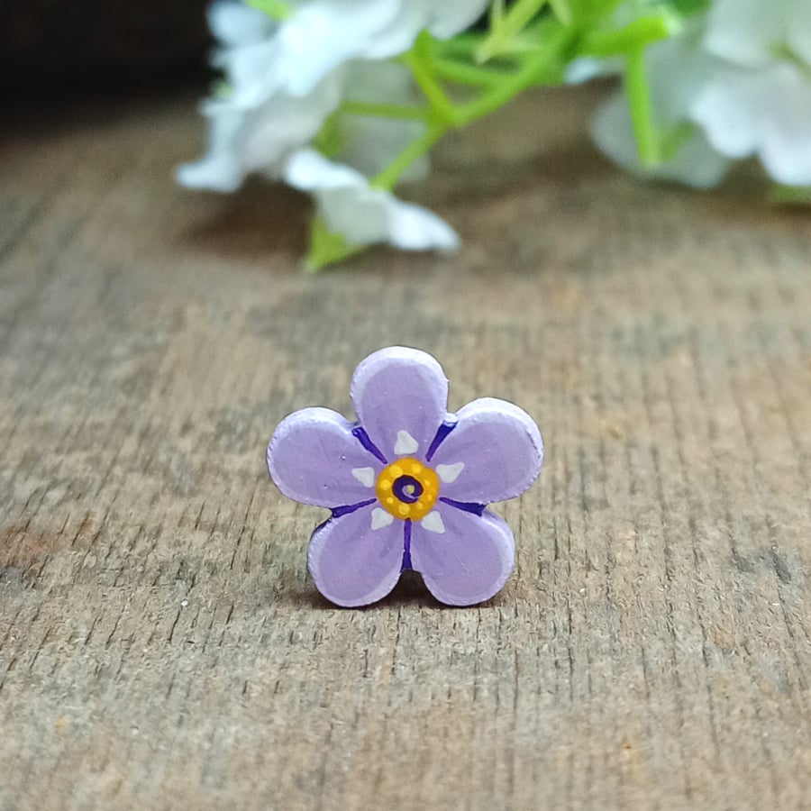 Purple Forget Me Not Pin, Handmade Bereavement Gift, Funeral Favour