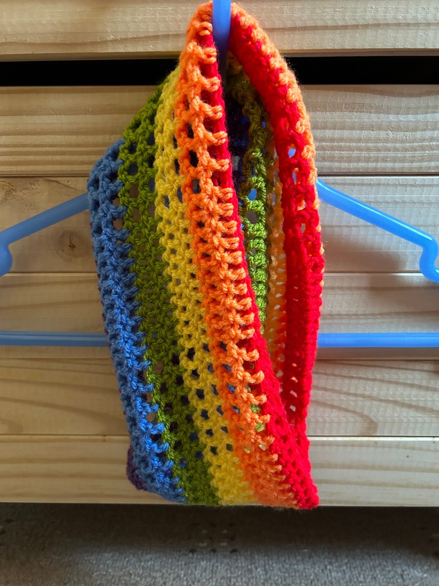 Crocheted Rainbow Unisex Cowl Neck Warmer Stripes