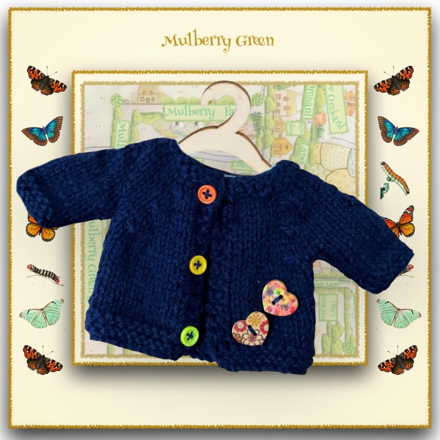 Reserved for Shani - Navy Cardigan with Wooden Hearts