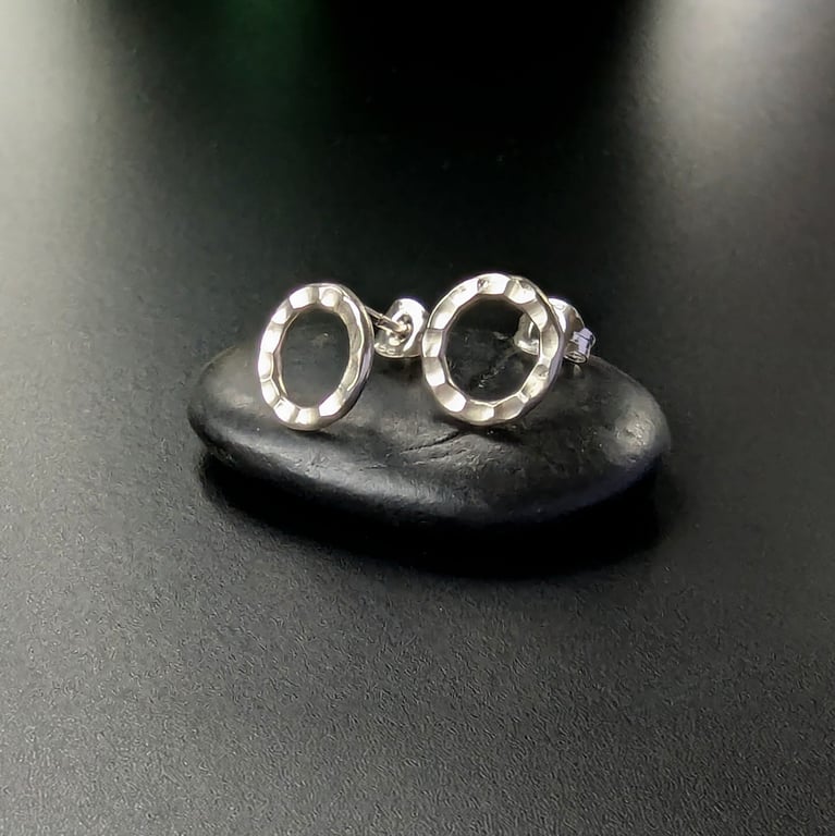 STERLING SILVER Hoop Stud Earrings, Handmade Urban Designed Jewellery