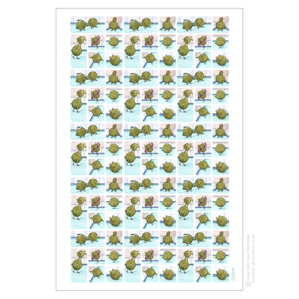 Skating Sprouts Tea Towel