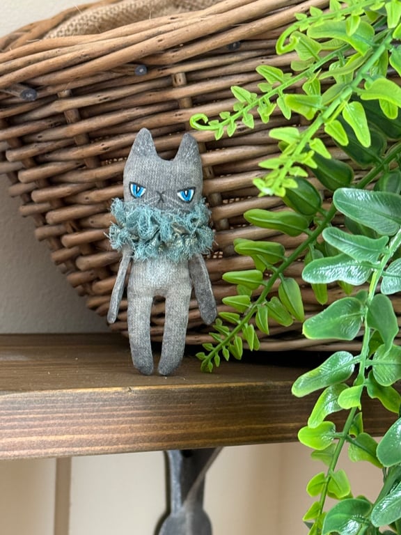 Hand Painted Miniature Cat Art Doll Siamese