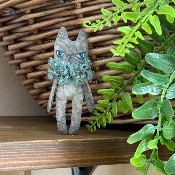 Hand Painted Miniature Cat Art Doll Siamese