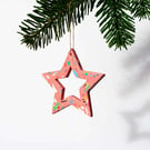 Star Terrazzo Christmas Ornament, Pink Rainbow Eco Sustainable Xmas Gift Scandi