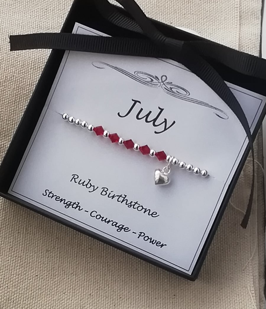 July Birthday Bracelet, July Birthstone Bracele... - Folksy