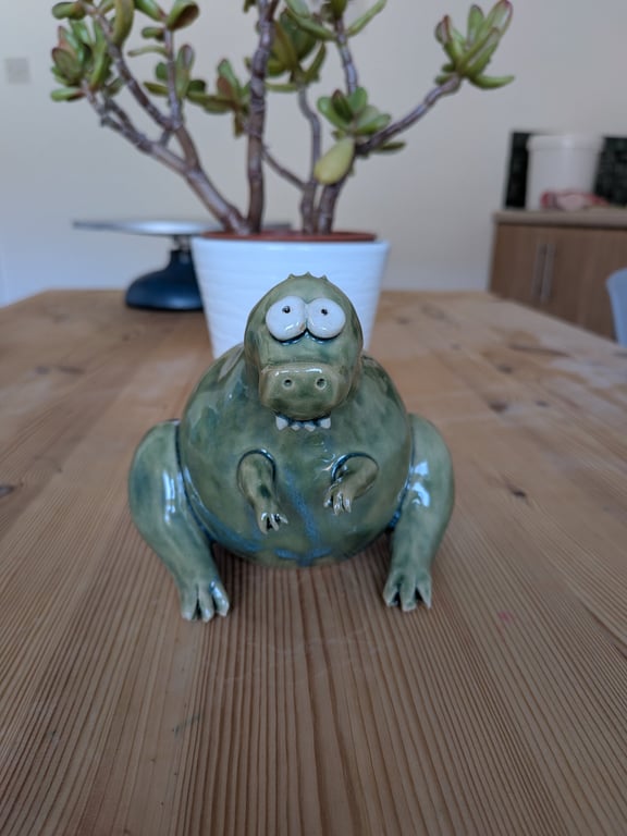 Chonky T-rex sculpture, dinosaur ornament, green T-rex