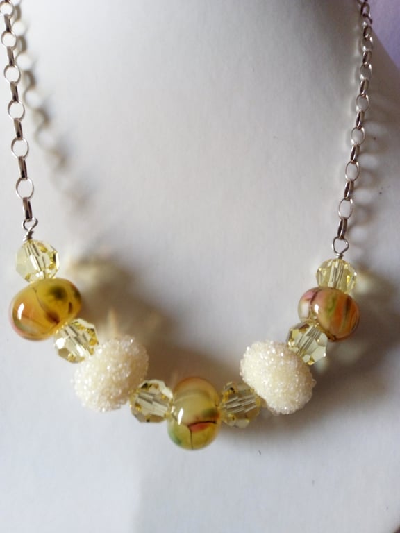 SALE - HALF PRICE -   SUNSHINE SUGAR LAMPWORK NECKLACE - FREE UK  SHIPPING 