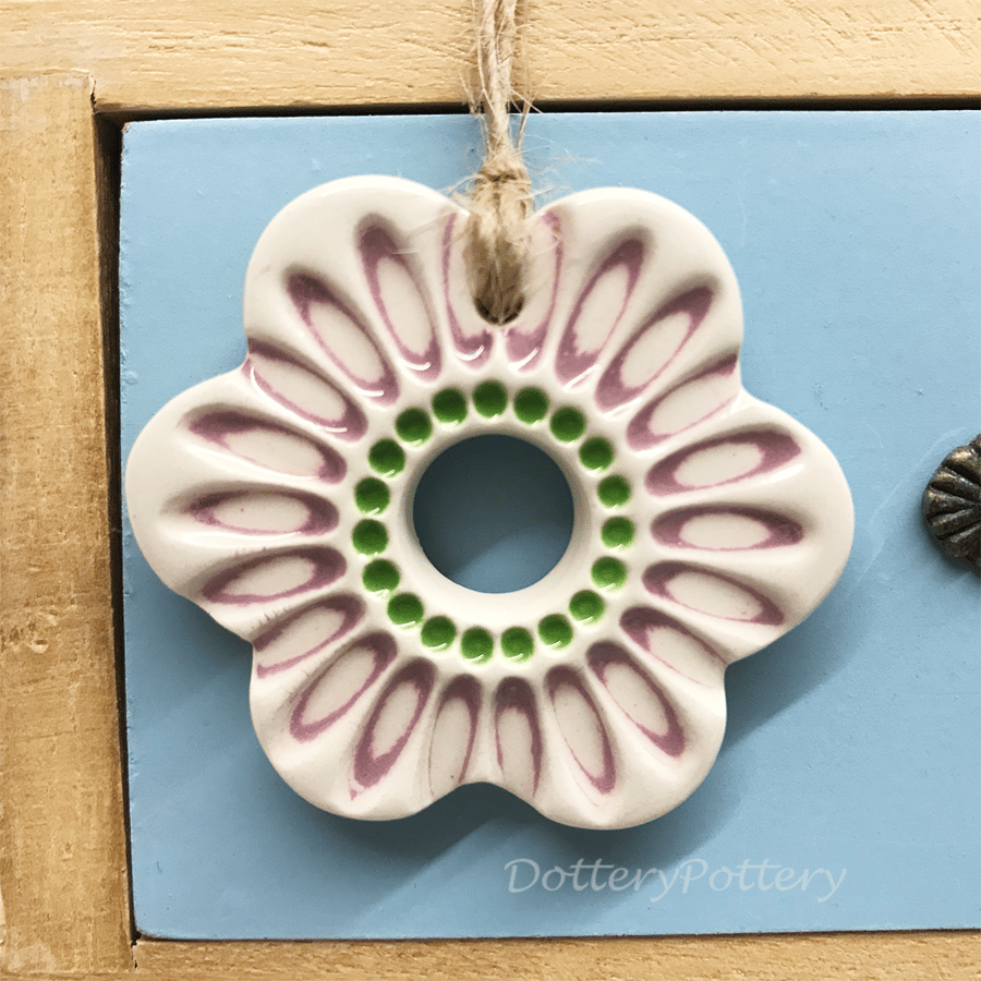 Small Ceramic flower decoration lilac daisy