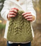 Green chunky cabled wool mohair beanie hat - Image 5