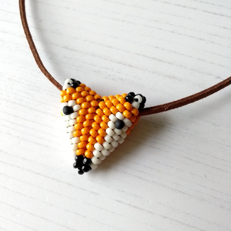 Hand Beaded Fox Necklace