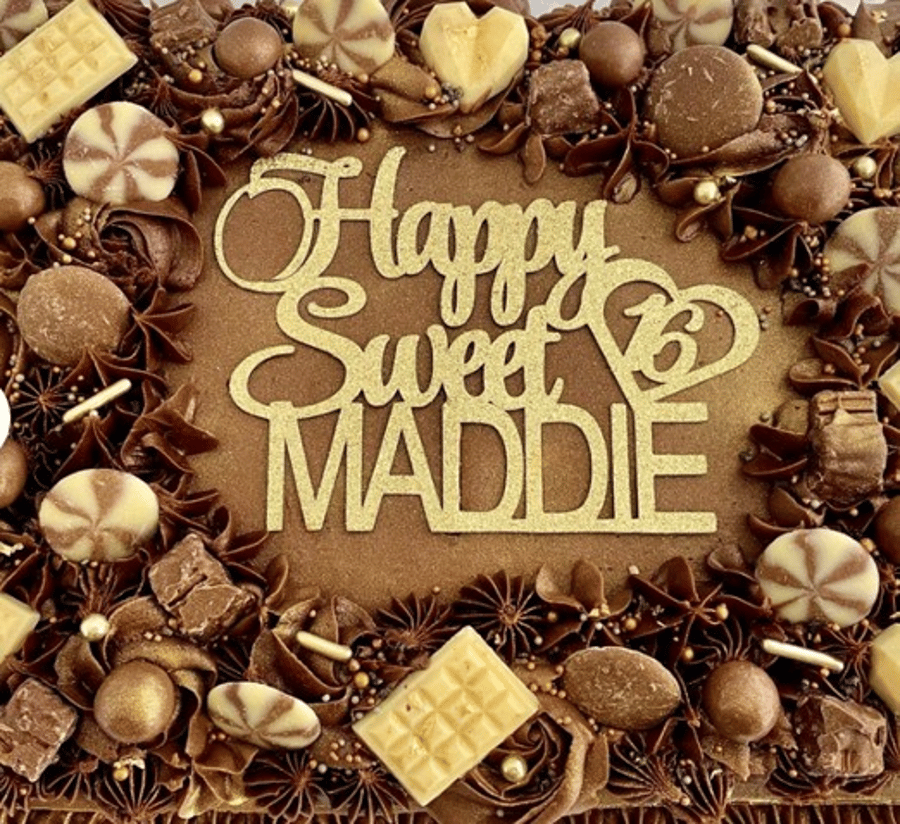16th Birthday Cake Topper, Happy 16th Birthday Cake Topper, Custom Cake Topper