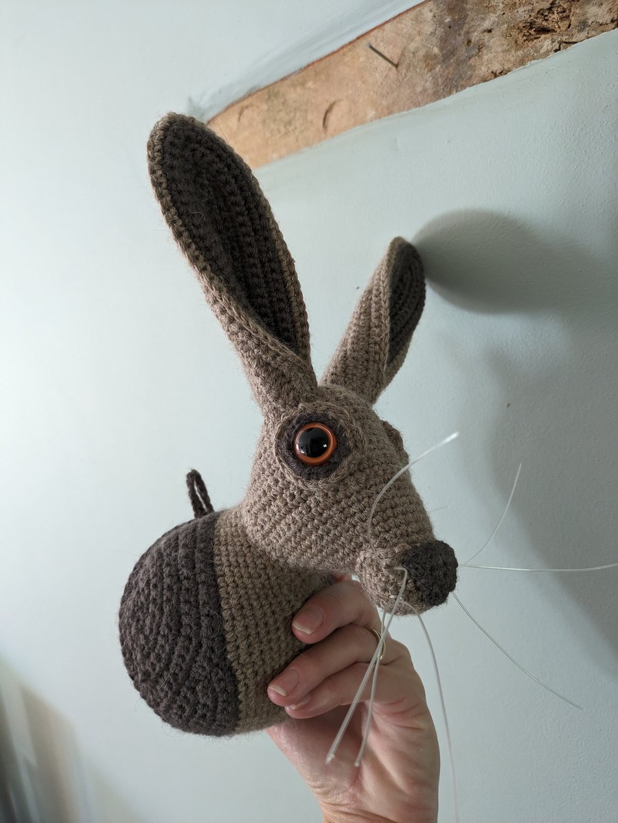 Hare head, hanging decoration, crochet gift