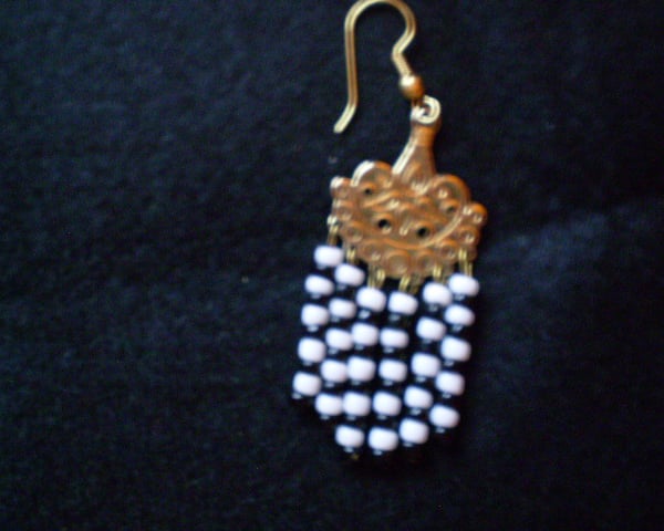 Quirky Black and White Seed Bead Dangling Earrings