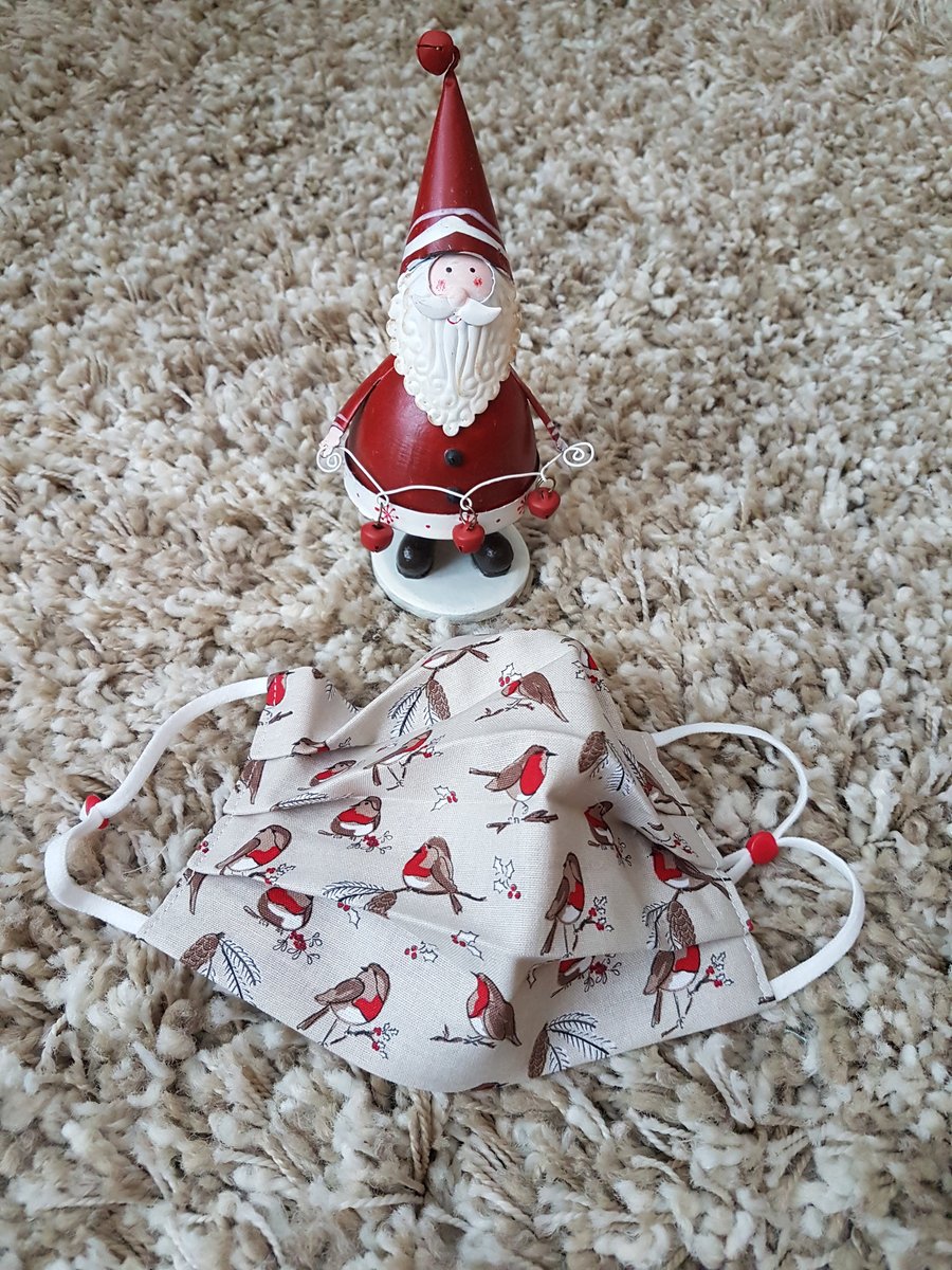 Small Adult or Teenager face covering – Robins on Branches print 