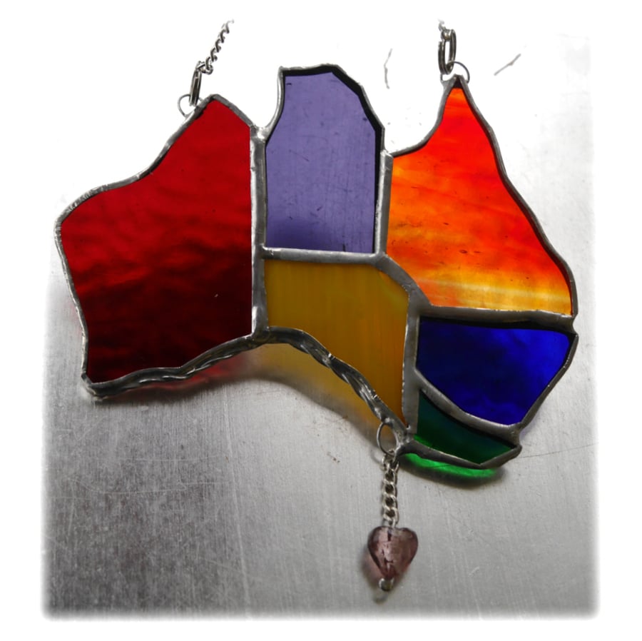  Australia Suncatcher Stained Glass Rainbow Map Oz 009