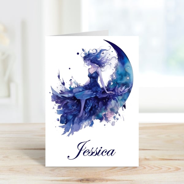 Personalised Celestial Fairy Greeting Card. Design 1