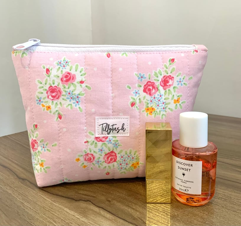 Handmade quilted toiletry, makeup pouch