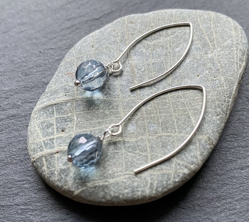 Elegant Blue Chalcedony & Sterling Silver Earrings
