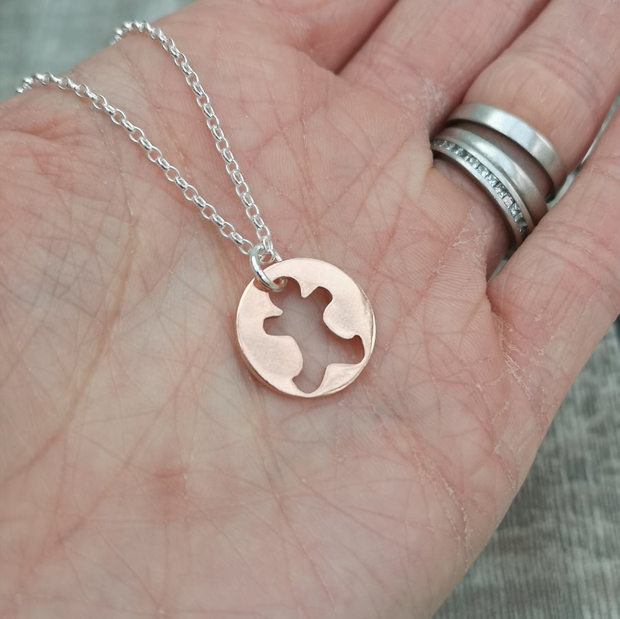 Sterling Silver and Copper Gingerbread Disc Necklace