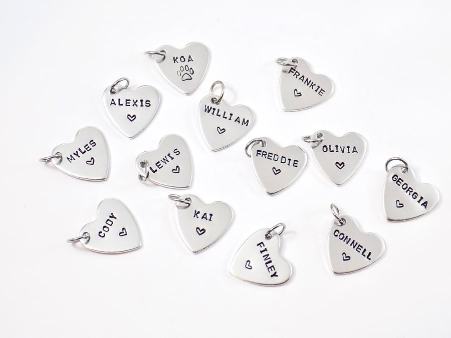 Extra heart tags for Keyring, Silver Heart Shape Name Tag, Spare Tags for Keyrin