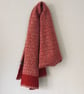 Scarf - super soft merino lambswool Nordic scarf in marled berry red and silver 