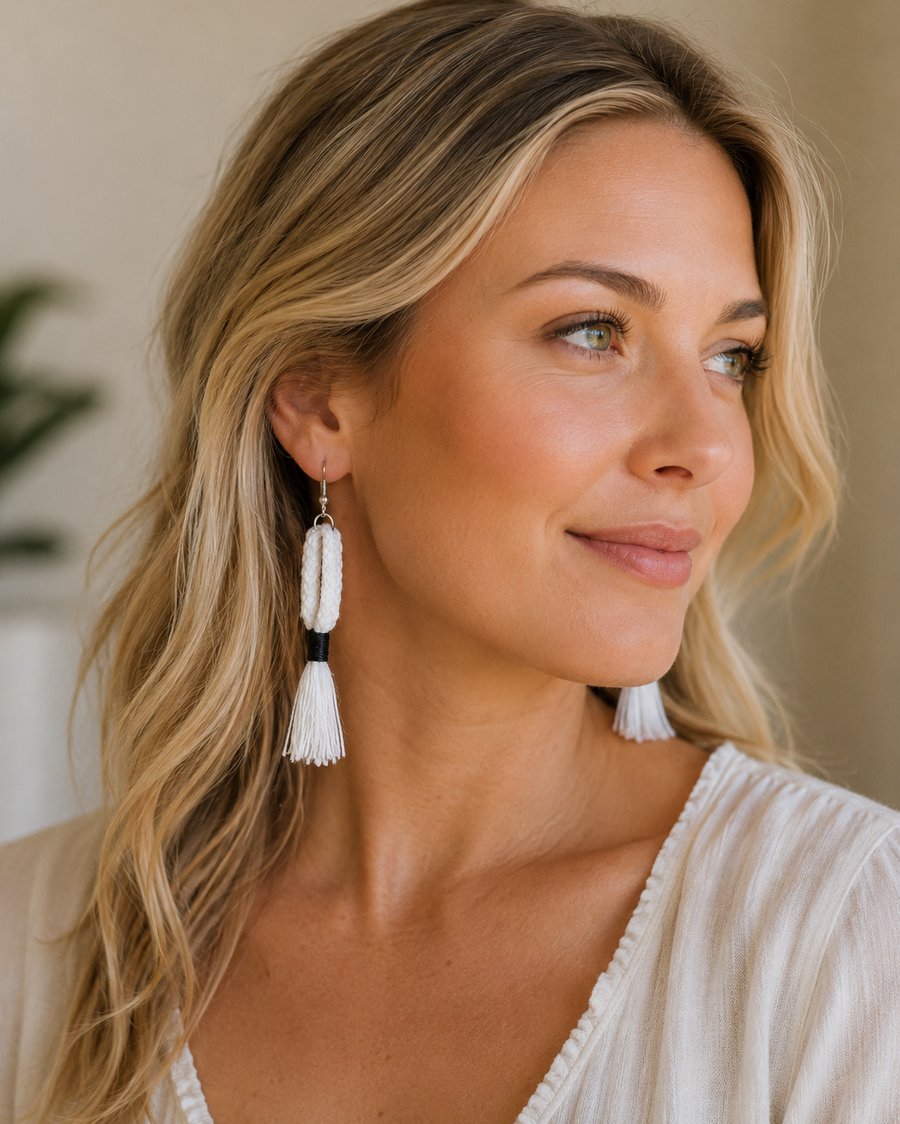 Boho macrame dangle earrings
