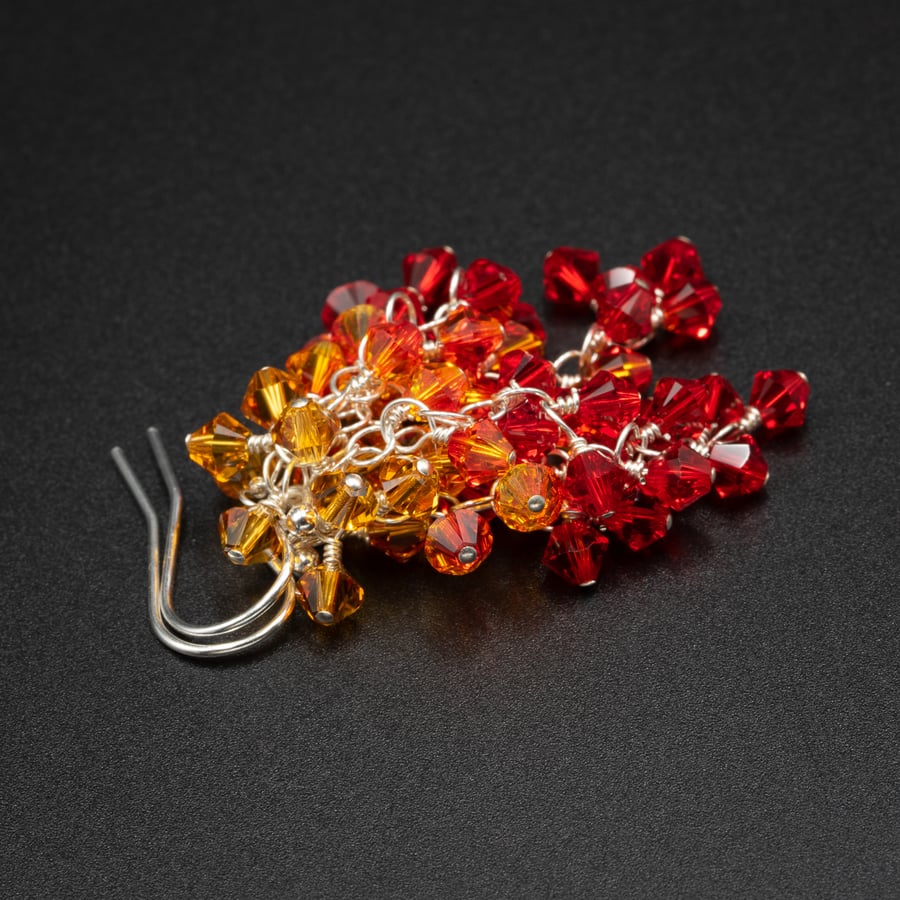 Earring with Swarovski crystal bead and sterling silver sunset  drop earrings