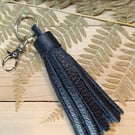 Real leather black tassel bag charm 