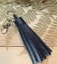 Real leather black tassel bag charm 