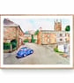 North Hill, Cornwall with Morris Minor Classic Car Watercolour Painting - Image 7