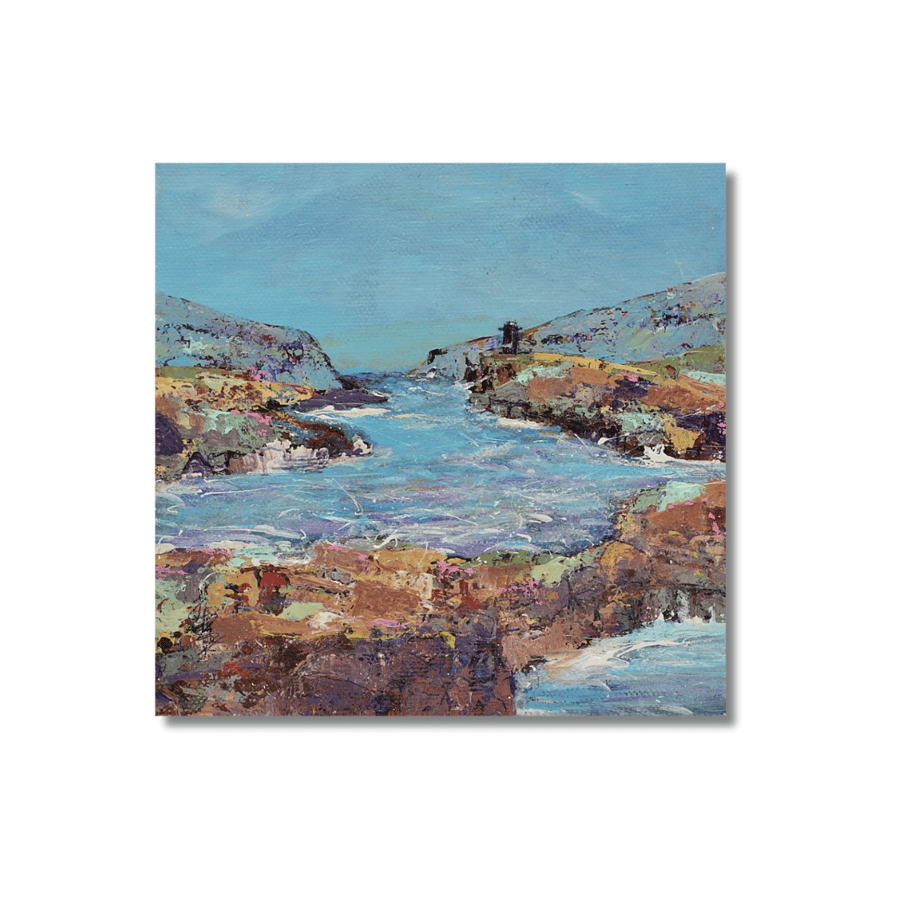 A Modern Acrylic Painting of a Scottish Coastline. Ready to hang.