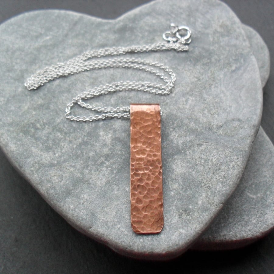  Copper Bar pendant With Sterling Silver Vintage Style