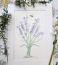 Summer Seconds Lavender hand-painted original watercolour painting A4 mounted 