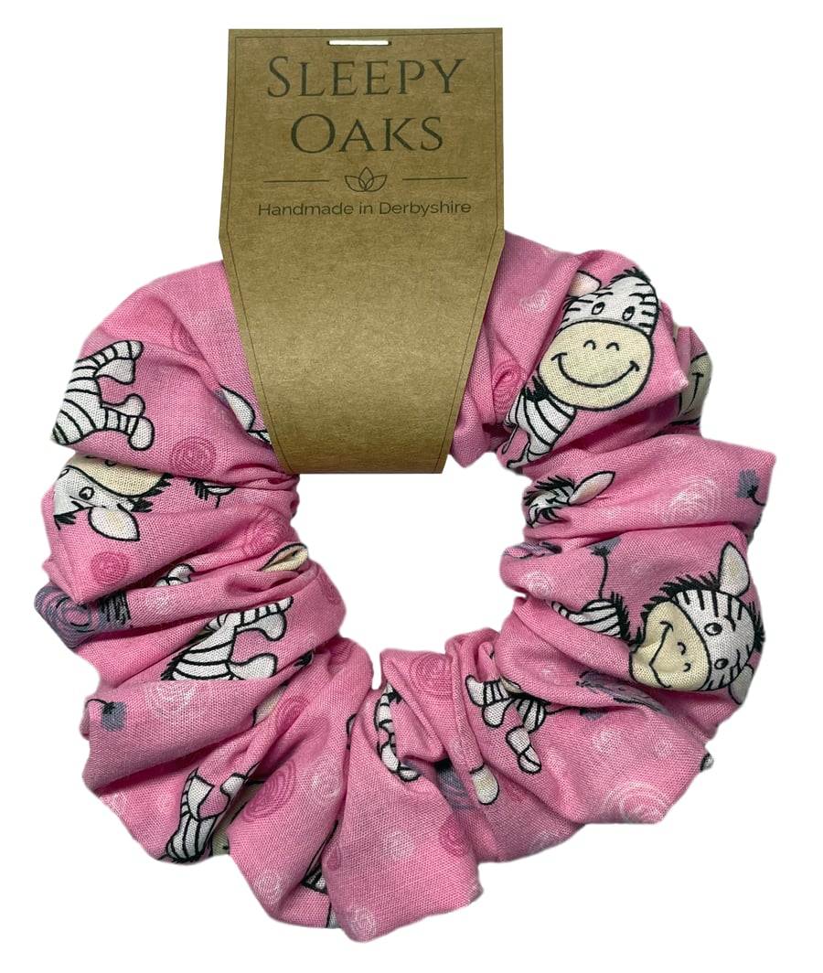 Pink Zebra Hair Scrunchie - 'Penelope'