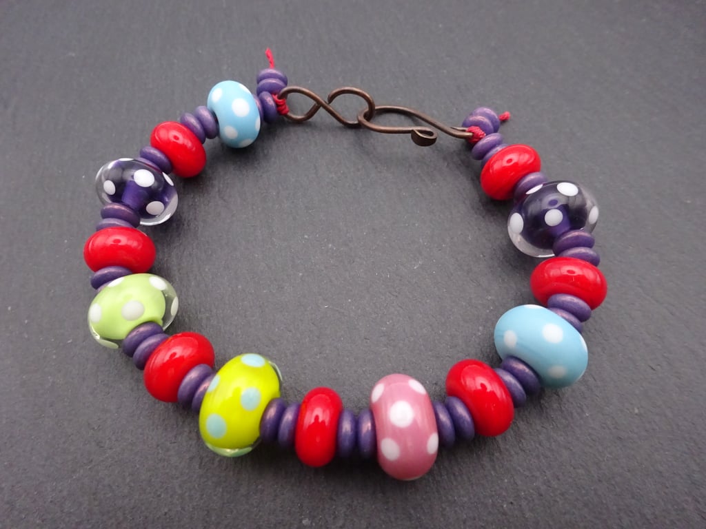 lampwork glass rainbow beaded bracelet