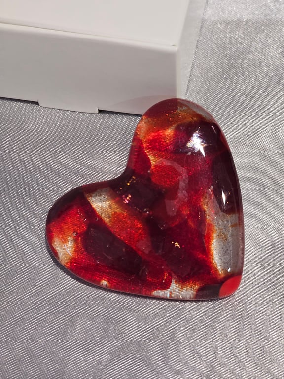 Fused Glass Pocket Heart - Deep red