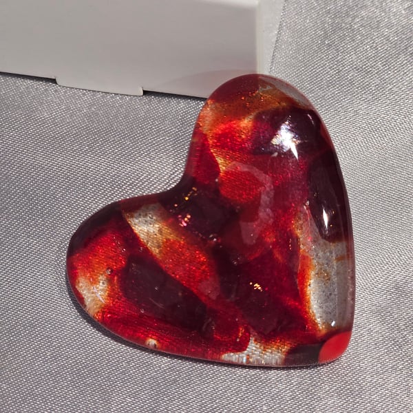 Fused Glass Pocket Heart - Deep red