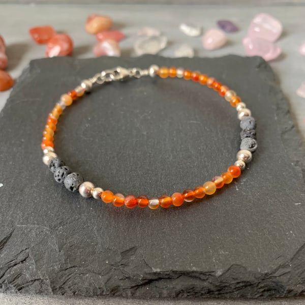 Carnelian Diffuser bracelet with lava beads