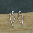 Silver argentium arc stud earrings, handmade recycled silver arc studs