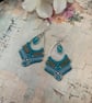 Blue teardrop micro macrame beaded dangle boho earrings, Indian earrings  - Image 6