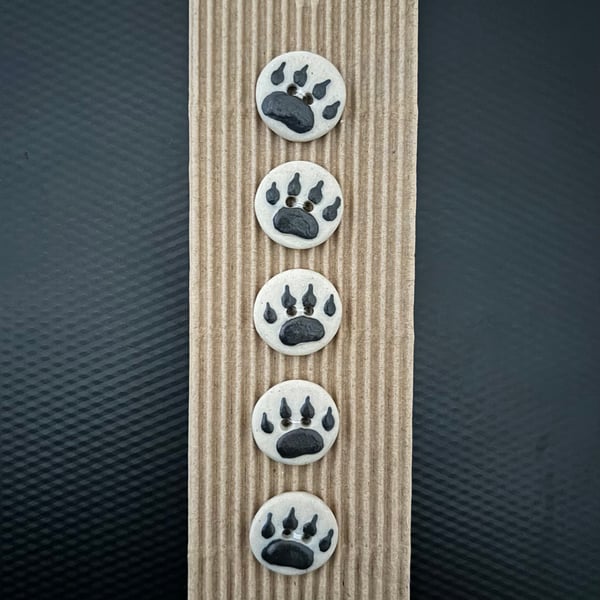 Dog Paw print Buttons 0.8 inch    - set of 5