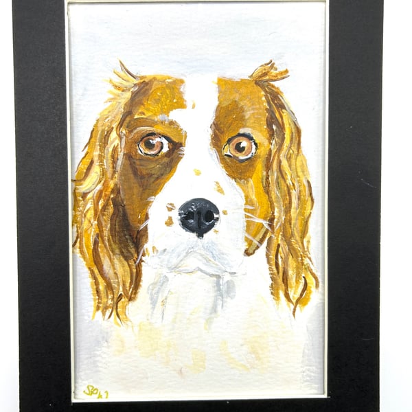Original painting. Spaniel portrait 5x7" pet portrait 