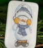 Handmade Fused Glass Snowman Christmas Card Ornament (Scotland Studio)
