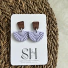Boho Statement Jewellery - Lavender Fan-Shaped Polymer Clay Earrings 
