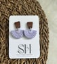Boho Statement Jewellery - Lavender Fan-Shaped Polymer Clay Earrings  - Image 1