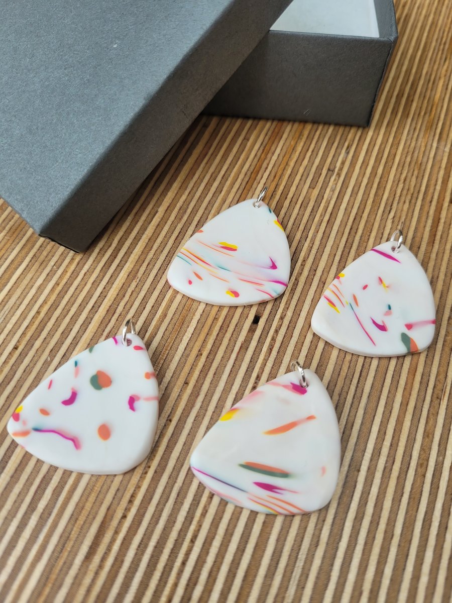 Polished Pebble Polymer Clay Pendant - Tutti Frutti