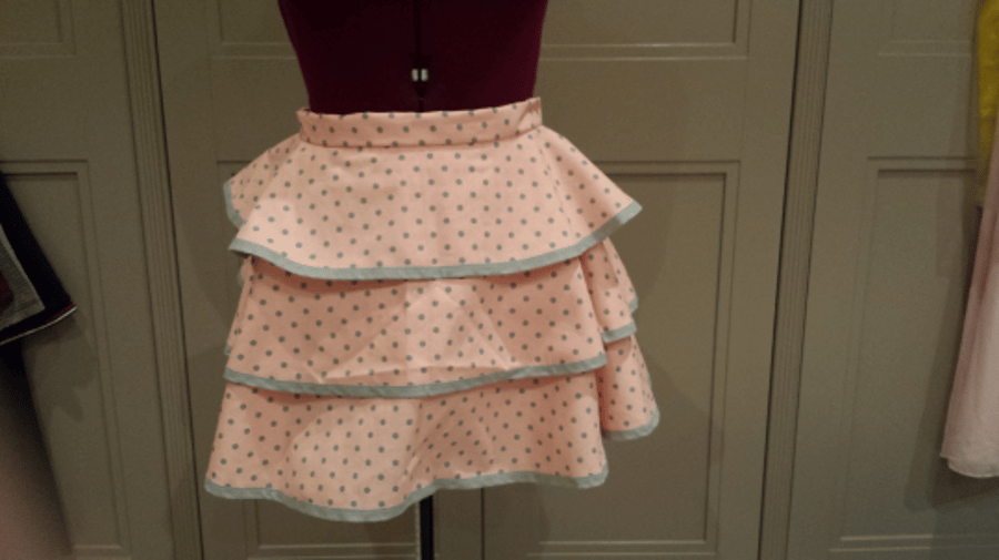 Pink & Grey polka dot layered apron