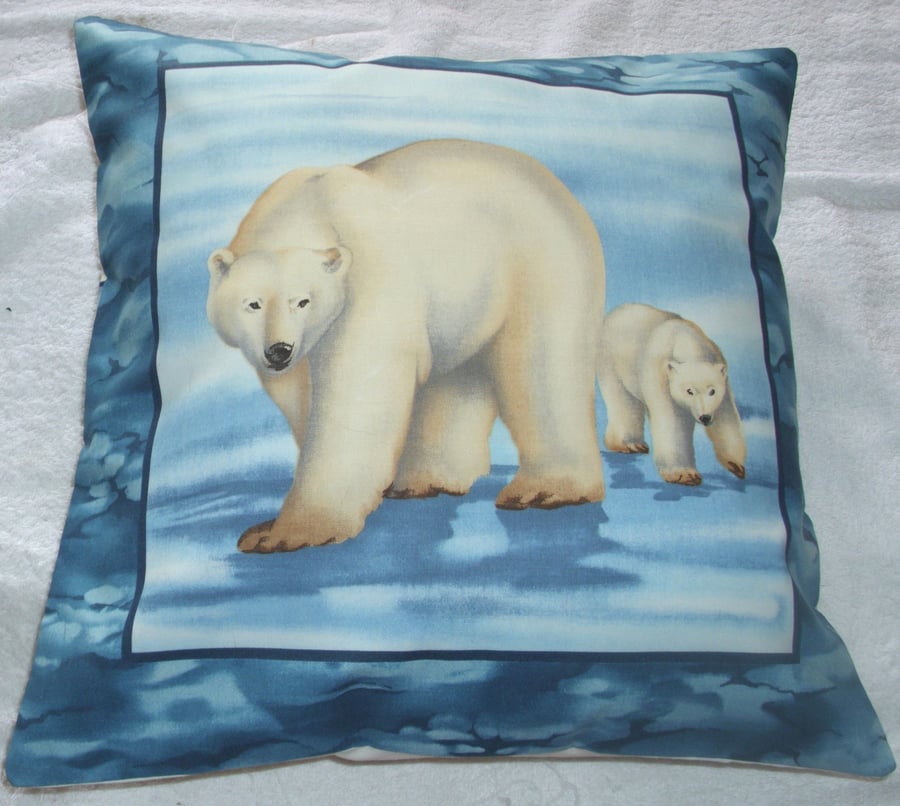 Polar Bear with cub cushion