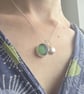 Green seaglass and silver pebble cluster pendant, Gift for beach lover - Image 2