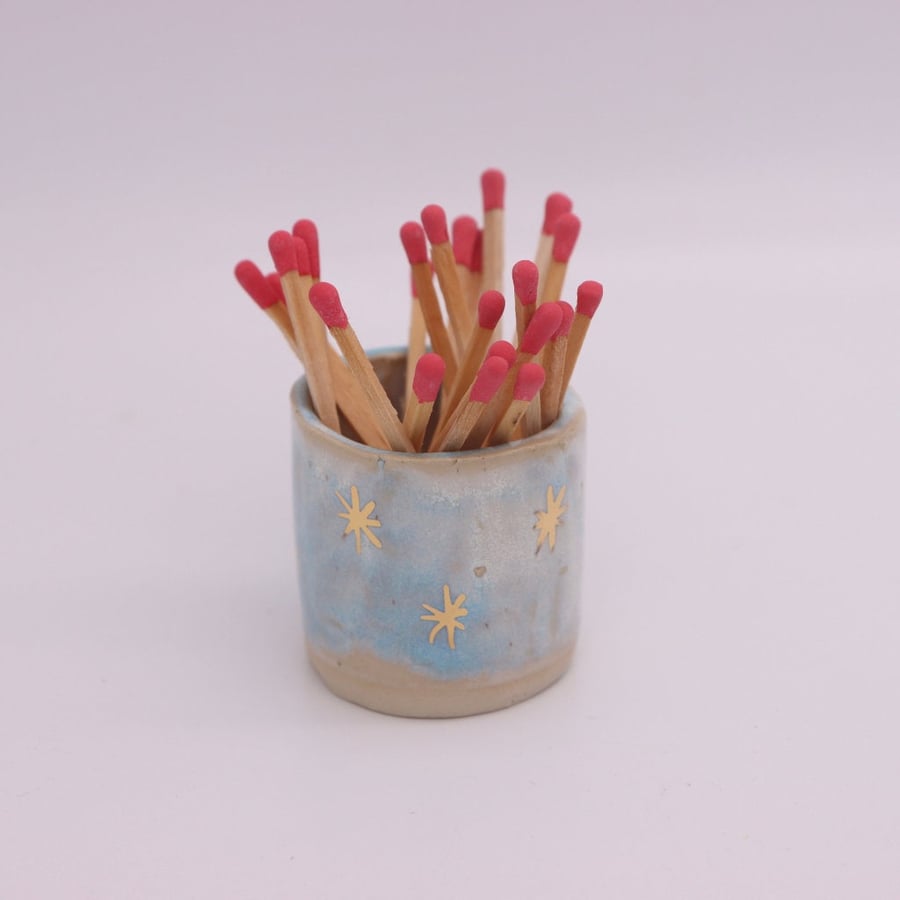 Light Blue Star Matchstick Holder With Striker Paper 